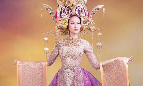 Lộ trang phục dân tộc của Khánh Ngân trước chung kết Miss Globe 